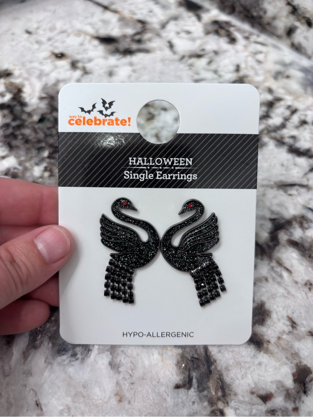 Halloween Black Swan Earrings - Hypoallergenic